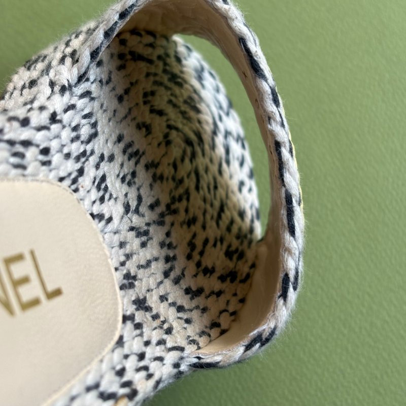 36號 ::CHANEL:: Two Tone Rope 棉麻混織厚底拖鞋涼鞋-10