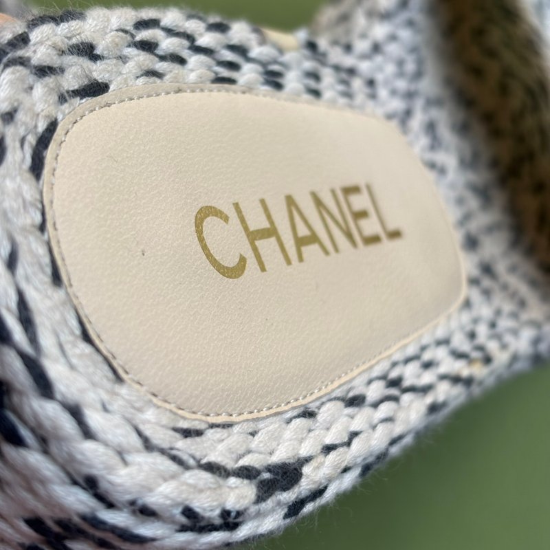 36號 ::CHANEL:: Two Tone Rope 棉麻混織厚底拖鞋涼鞋-11