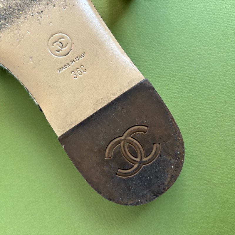 36號 ::CHANEL:: Two Tone Rope 棉麻混織厚底拖鞋涼鞋-14