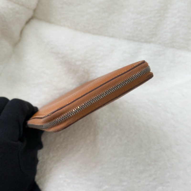 愛馬仕絲巾拉鏈長夾 金棕-2