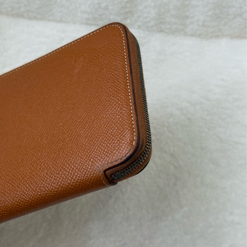 愛馬仕絲巾拉鏈長夾 金棕-8