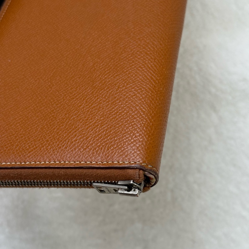 愛馬仕絲巾拉鏈長夾 金棕-12