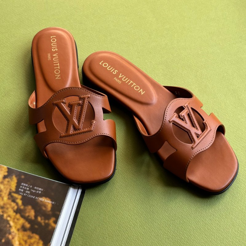 36號 ::Louis Vuitton::1ABP21 LV Isola Circle字母 平底涼鞋 琥珀色 焦糖色 棕色-1