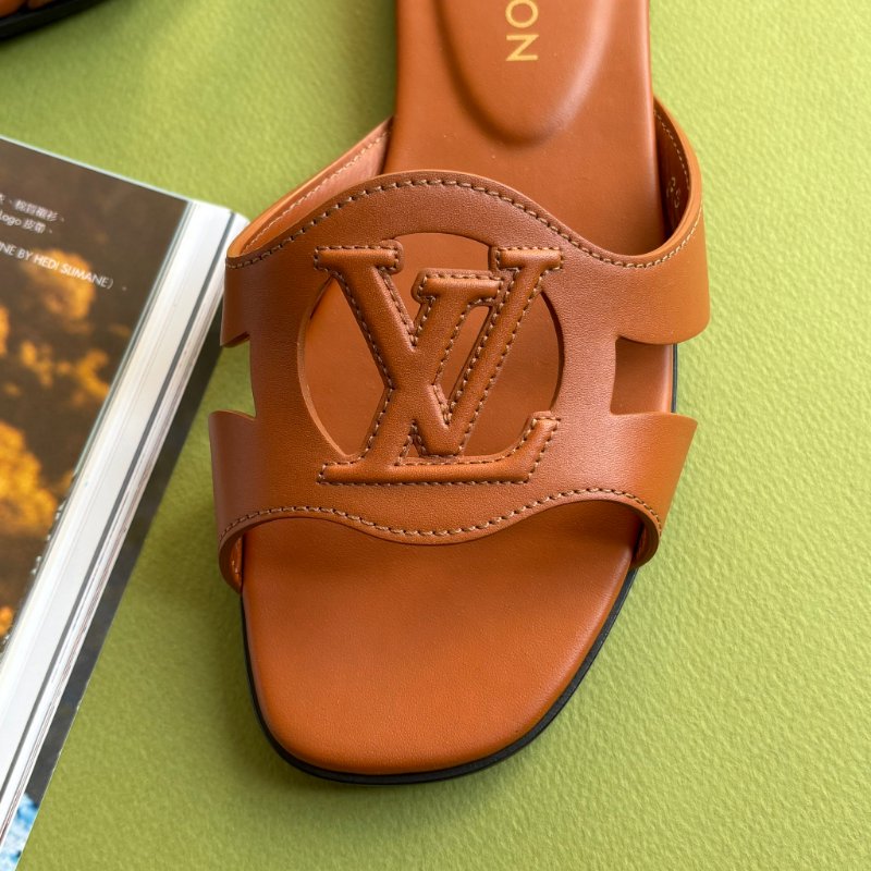 36號 ::Louis Vuitton::1ABP21 LV Isola Circle字母 平底涼鞋 琥珀色 焦糖色 棕色-2