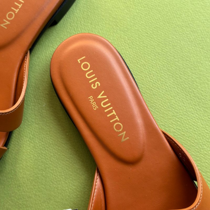 36號 ::Louis Vuitton::1ABP21 LV Isola Circle字母 平底涼鞋 琥珀色 焦糖色 棕色-5