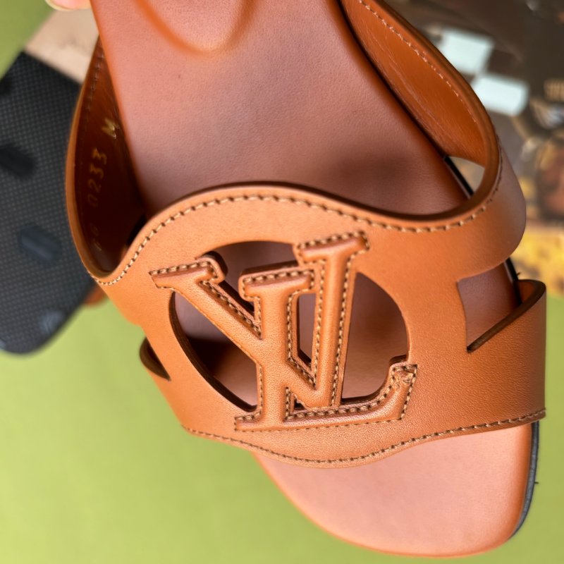 36號 ::Louis Vuitton::1ABP21 LV Isola Circle字母 平底涼鞋 琥珀色 焦糖色 棕色-9