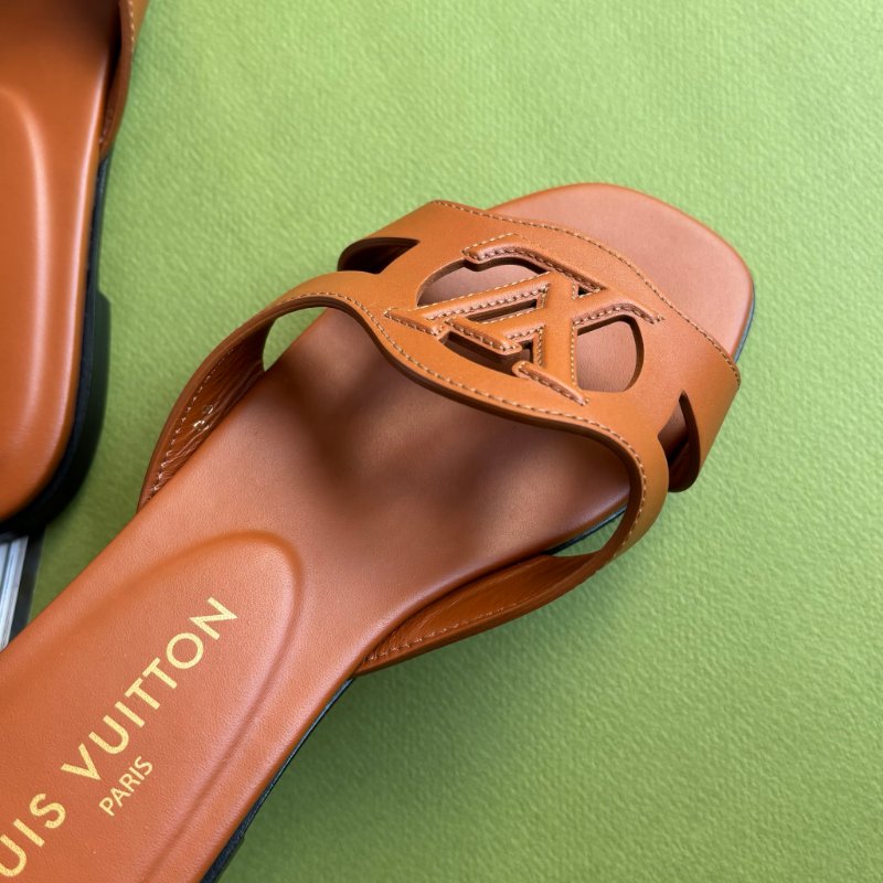 36號 ::Louis Vuitton::1ABP21 LV Isola Circle字母 平底涼鞋 琥珀色 焦糖色 棕色-10