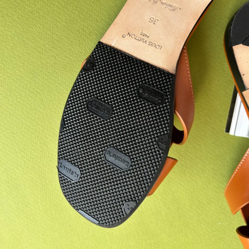 36號 ::Louis Vuitton::1ABP21 LV Isola Circle字母 平底涼鞋 琥珀色 焦糖色 棕色-14