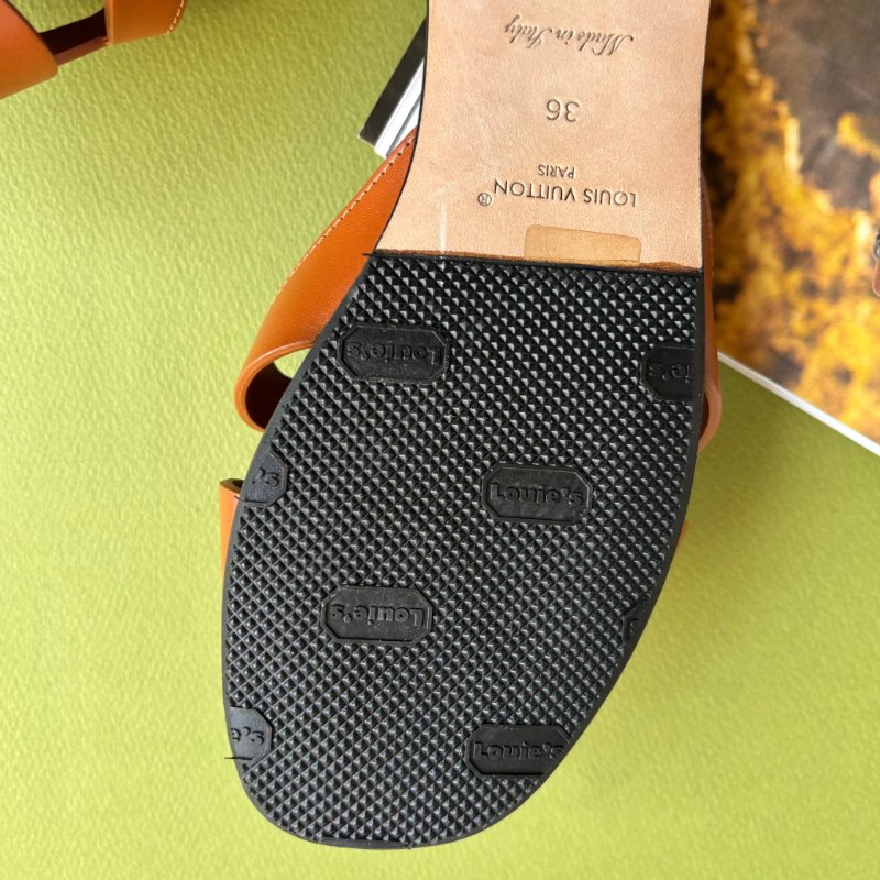 36號 ::Louis Vuitton::1ABP21 LV Isola Circle字母 平底涼鞋 琥珀色 焦糖色 棕色-18