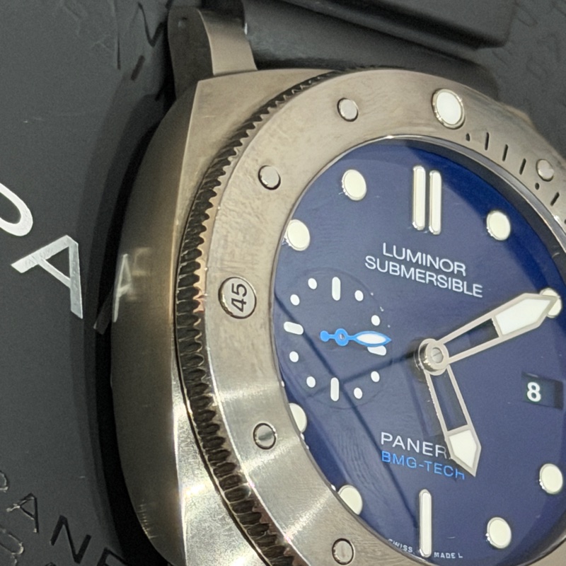 Panerai(沛納海)黑面盤藍色小秒針潛水錶龍頭PAM2305 47mm-1