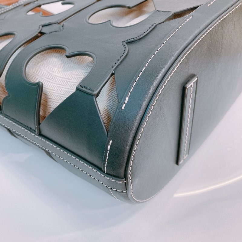 MS0632 Tory Burch 湯麗柏琦 鏤空設計 手提包 皮革 小號 黑色 金扣Ella Cutout Logo Tote Bag Small Leather Black x GHW-5