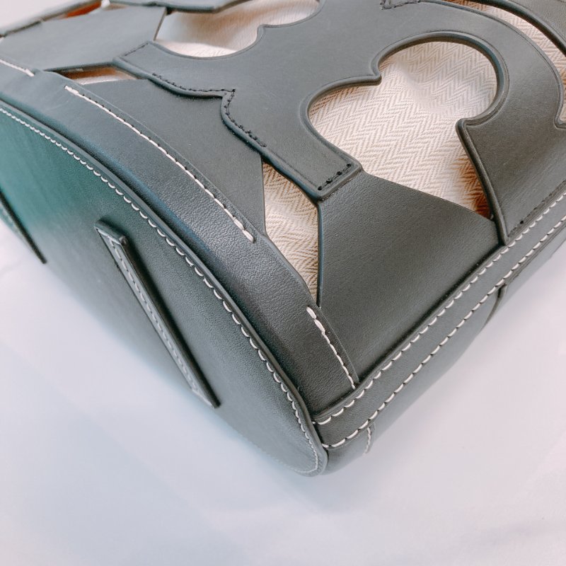 MS0632 Tory Burch 湯麗柏琦 鏤空設計 手提包 皮革 小號 黑色 金扣Ella Cutout Logo Tote Bag Small Leather Black x GHW-6