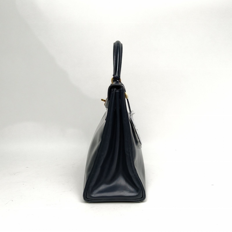 HERMES Kelly32深海藍Box皮圈O金扣-1