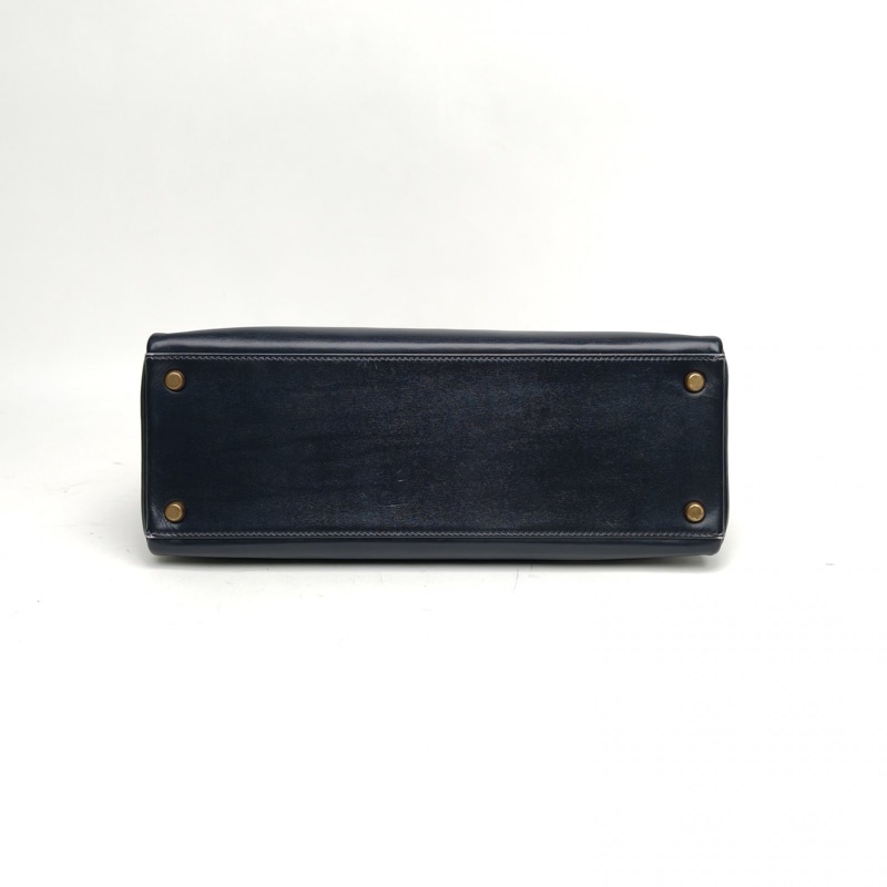 HERMES Kelly32深海藍Box皮圈O金扣-3