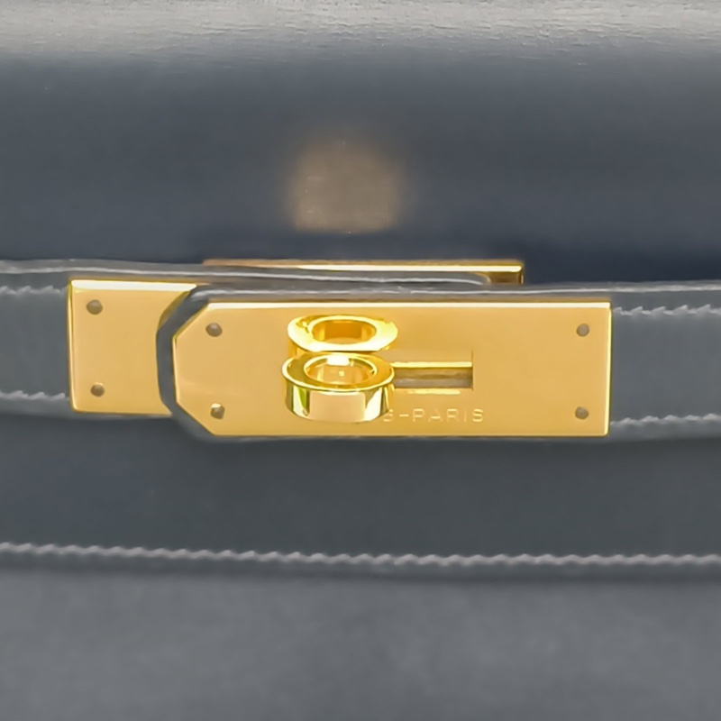 HERMES Kelly32深海藍Box皮圈O金扣-4