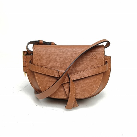 LOEWE Gate馬鞍斜跨包小號金棕色牛皮
