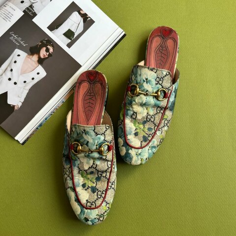 37.5號 ::GUCCI:: Blooms Princetown 花卉印花馬銜扣穆勒鞋 限定款