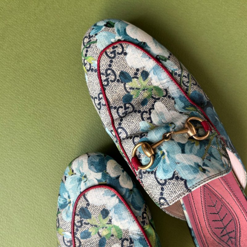 37.5號 ::GUCCI:: Blooms Princetown 花卉印花馬銜扣穆勒鞋 限定款-4