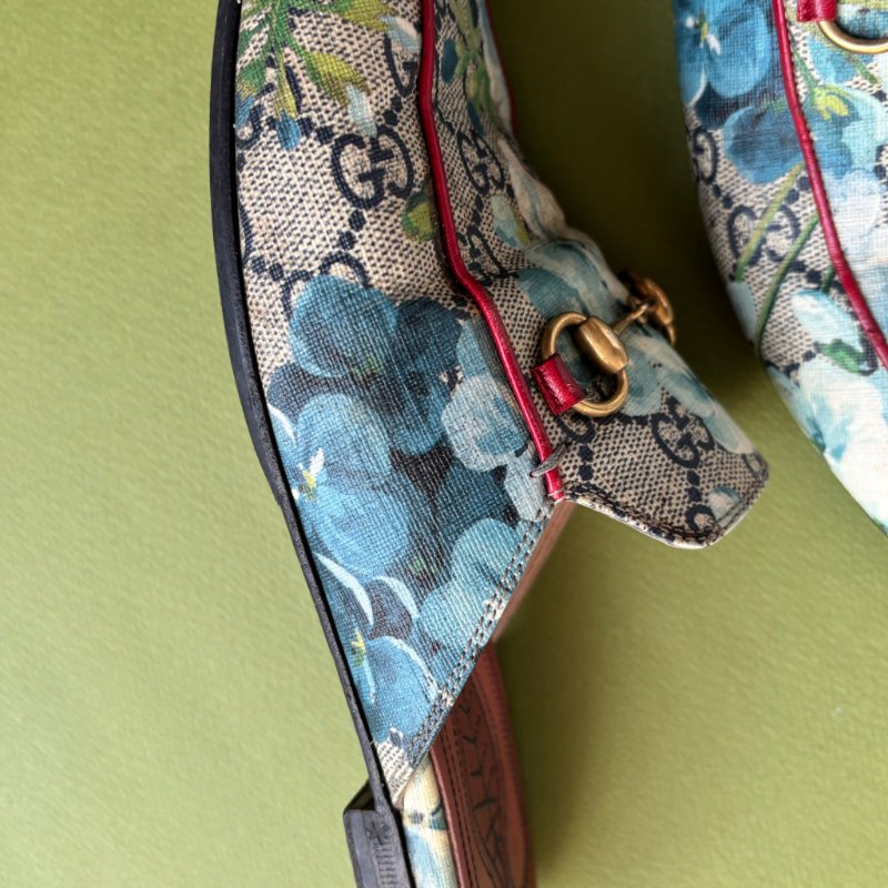 37.5號 ::GUCCI:: Blooms Princetown 花卉印花馬銜扣穆勒鞋 限定款-7