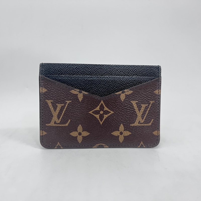 LV 原花拼黑牛皮6卡Neo卡夾M60166-0