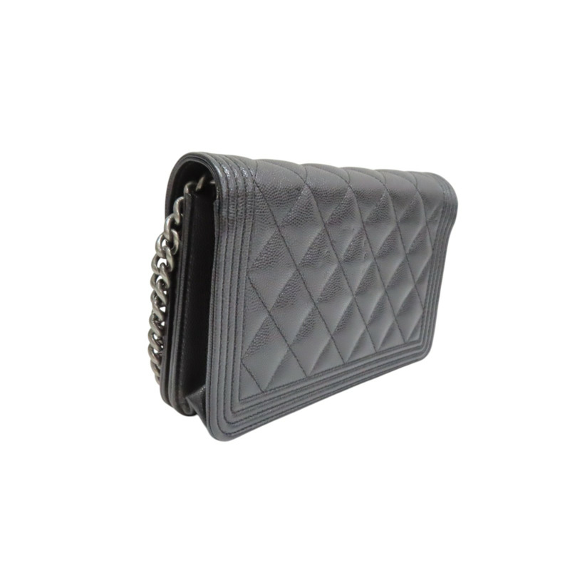 黑色 牛皮 Boy WOC 鍊帶 肩背包 銀釦【CHANEL 香奈兒】 AP1117-1