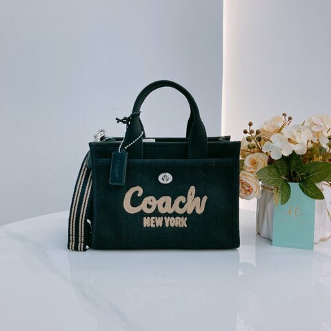 MS0660 Coach 蔻馳 復古 帆布 手提包 單肩包 斜背包 黑色 銀扣 Cargo 20 Shoulder Handbag Canvas Black x PHW