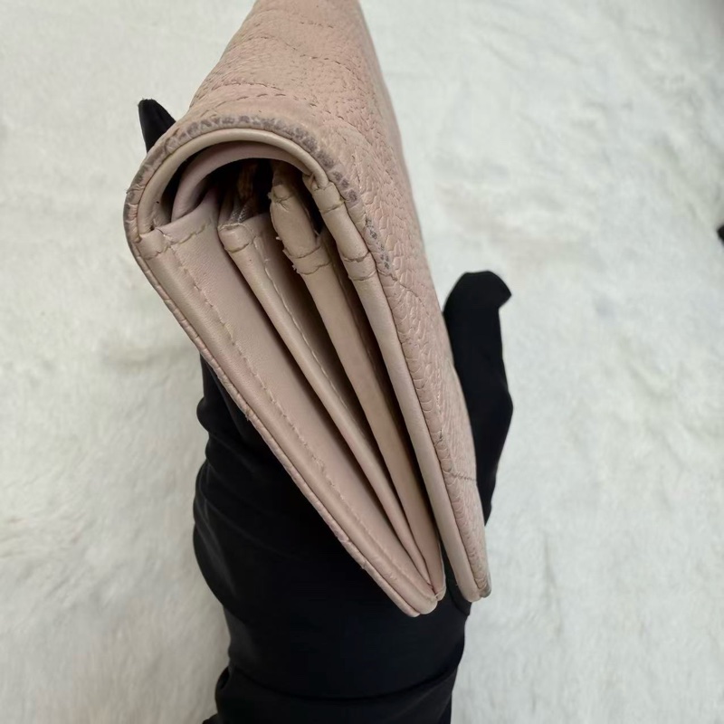 🎀Chanel 淡粉色 牛皮 銀扣 長銀包🎀-13