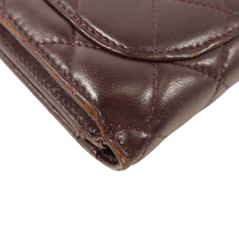 CHANEL 羊皮皮革Wallet銀扣長錢包-12