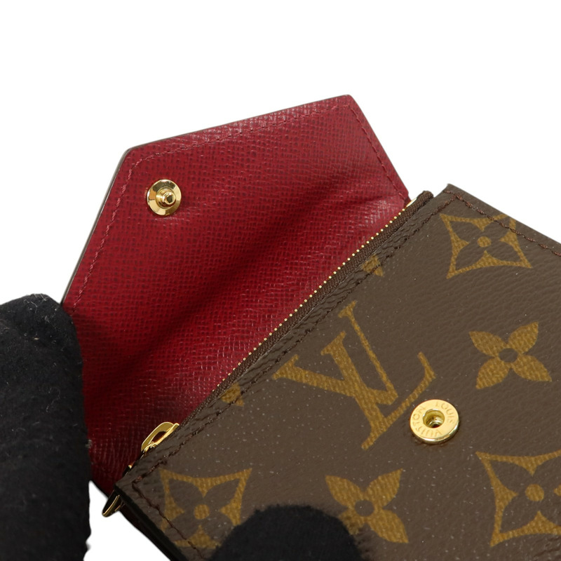 LOUIS VUITTON Monogram/牛皮皮革Zoe Wallet金扣錢包-9