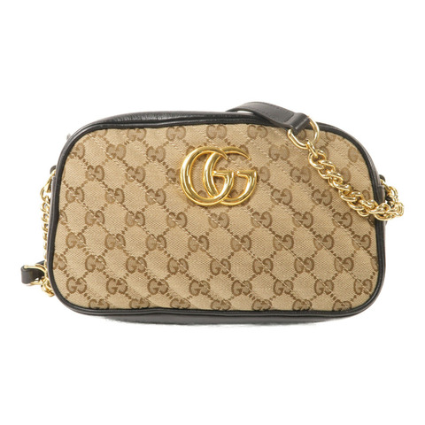 GUCCI GG帆布GG Marmont鏈帶肩背袋