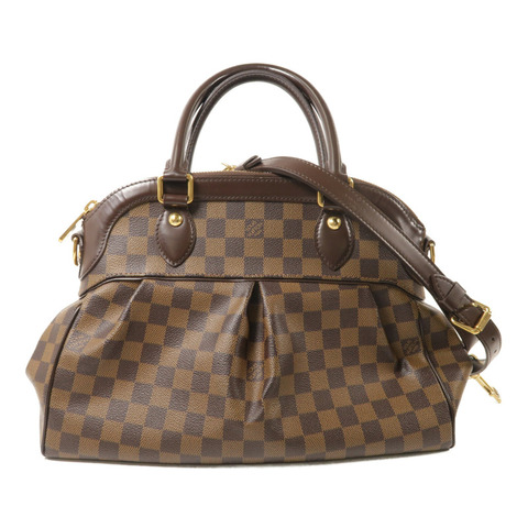 LOUIS VUITTON Damier Trevi金扣手挽肩背兩用袋棕色
