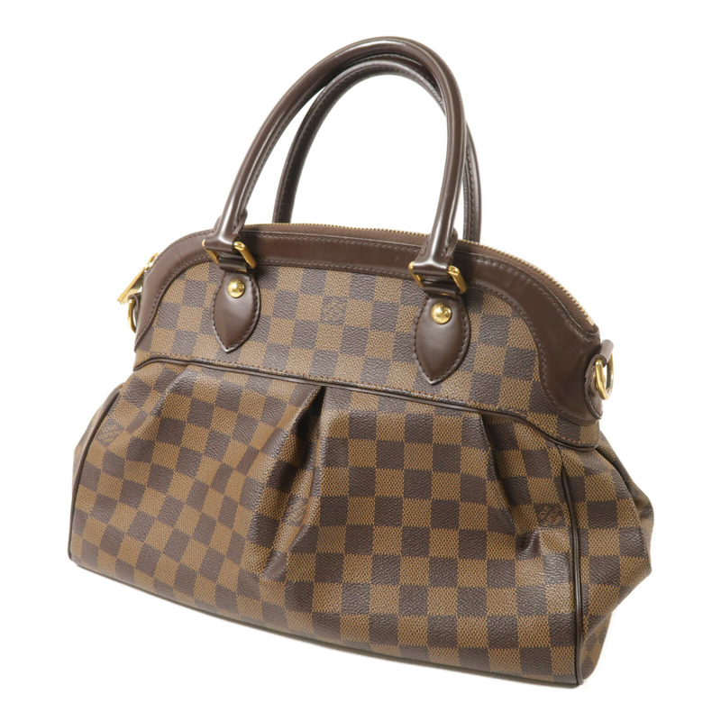 LOUIS VUITTON Damier Trevi金扣手挽肩背兩用袋棕色-1