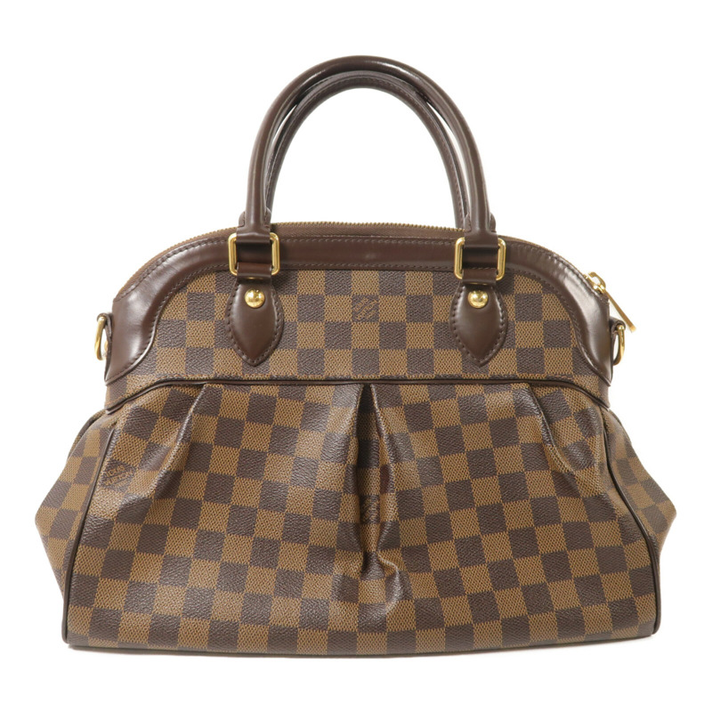 LOUIS VUITTON Damier Trevi金扣手挽肩背兩用袋棕色-2