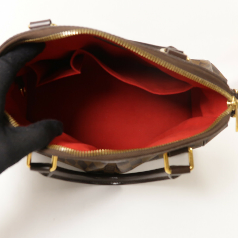 LOUIS VUITTON Damier Trevi金扣手挽肩背兩用袋棕色-4