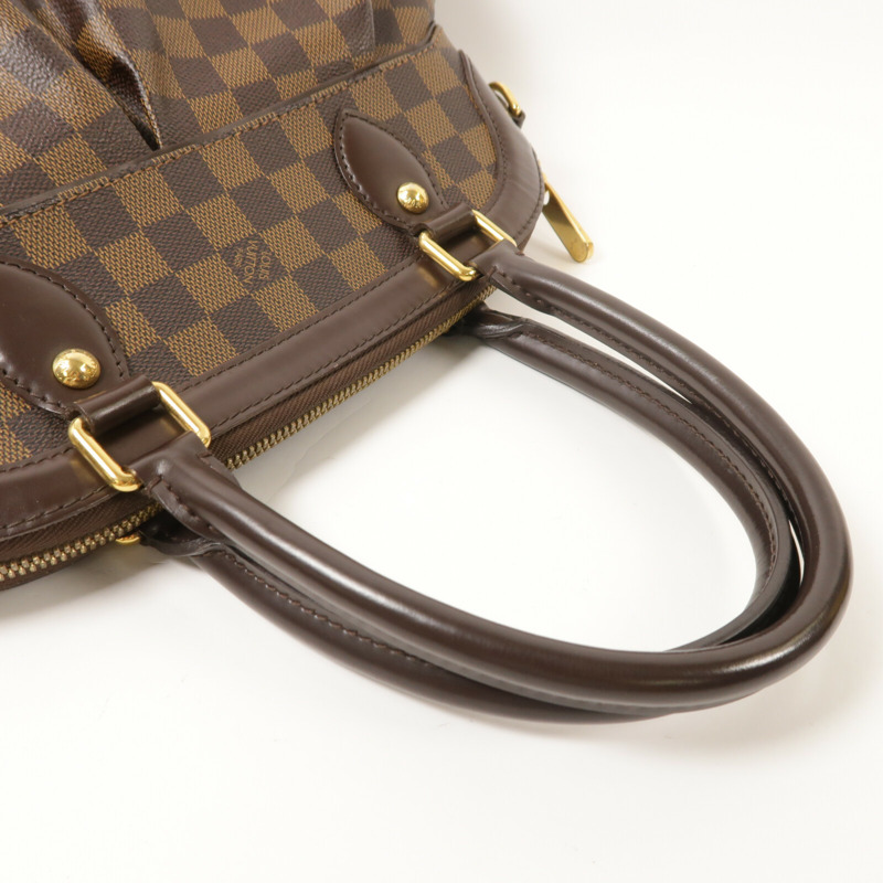 LOUIS VUITTON Damier Trevi金扣手挽肩背兩用袋棕色-7
