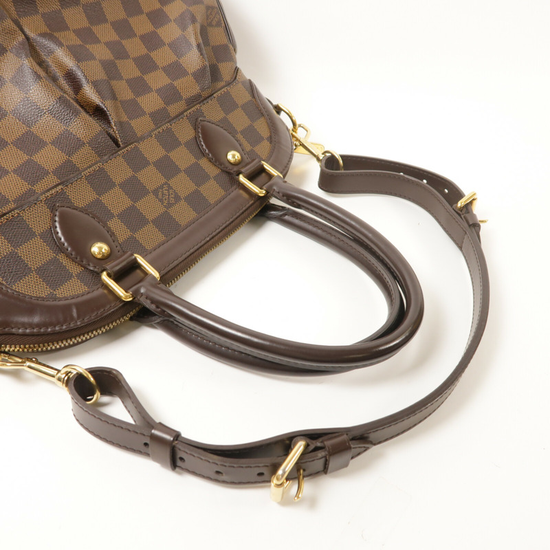 LOUIS VUITTON Damier Trevi金扣手挽肩背兩用袋棕色-8