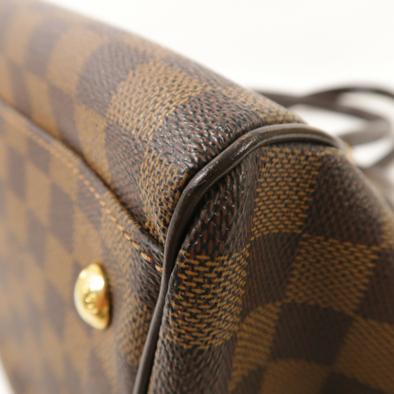 LOUIS VUITTON Damier Trevi金扣手挽肩背兩用袋棕色-10