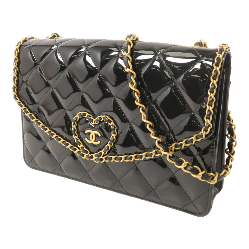 CHANEL 漆皮皮革Chain Shoulder鏈帶肩背袋-1