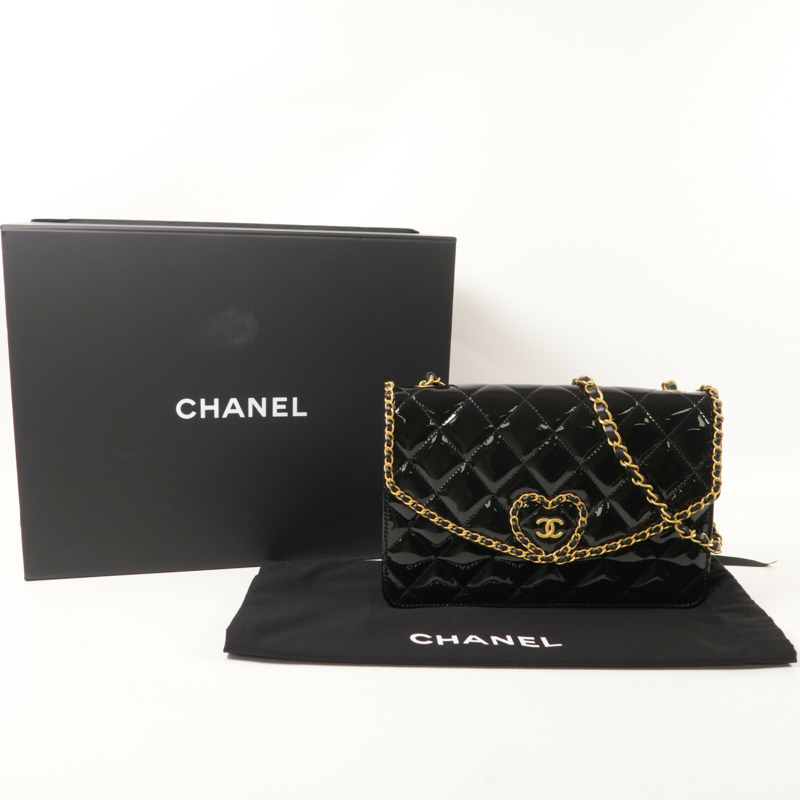 CHANEL 漆皮皮革Chain Shoulder鏈帶肩背袋-10