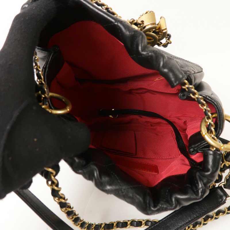 CHANEL 牛皮皮革Bucket Bag鏈帶手挽肩背兩用袋-4