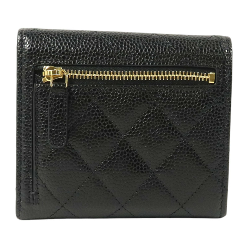 CHANEL 牛皮皮革Classic Trifold Wallet金扣錢包-1