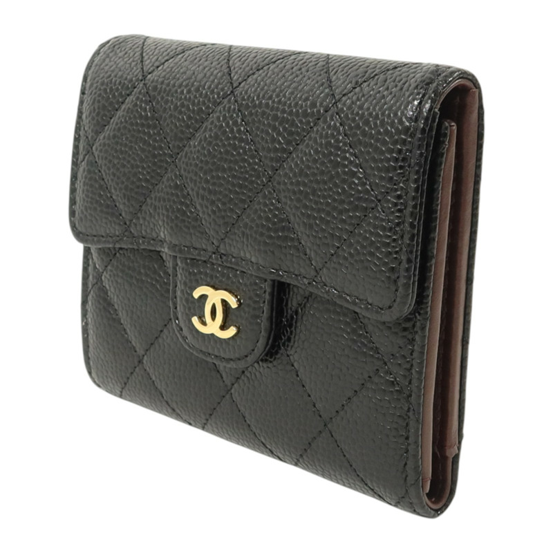 CHANEL 牛皮皮革Classic Trifold Wallet金扣錢包-2