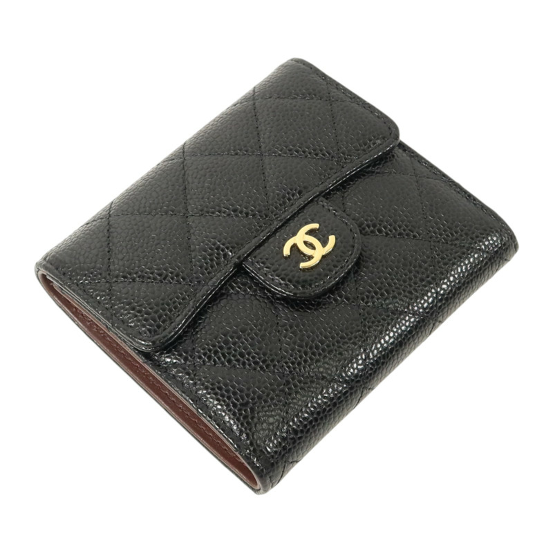 CHANEL 牛皮皮革Classic Trifold Wallet金扣錢包-3