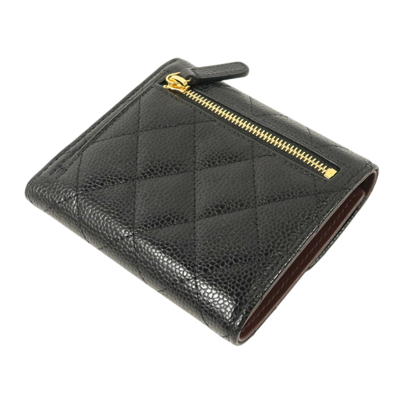 CHANEL 牛皮皮革Classic Trifold Wallet金扣錢包-4