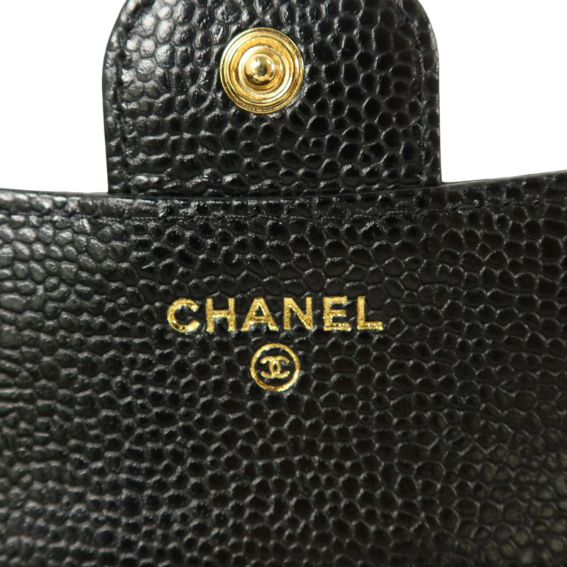 CHANEL 牛皮皮革Classic Trifold Wallet金扣錢包-7