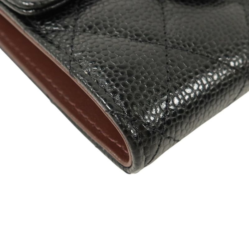 CHANEL 牛皮皮革Classic Trifold Wallet金扣錢包-10