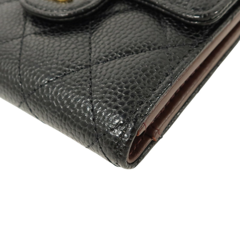 CHANEL 牛皮皮革Classic Trifold Wallet金扣錢包-11