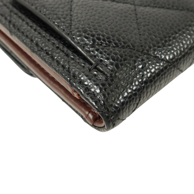 CHANEL 牛皮皮革Classic Trifold Wallet金扣錢包-12