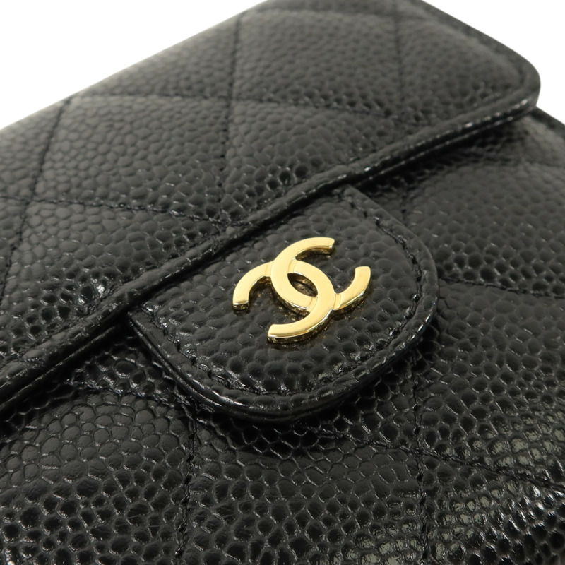 CHANEL 牛皮皮革Classic Trifold Wallet金扣錢包-15