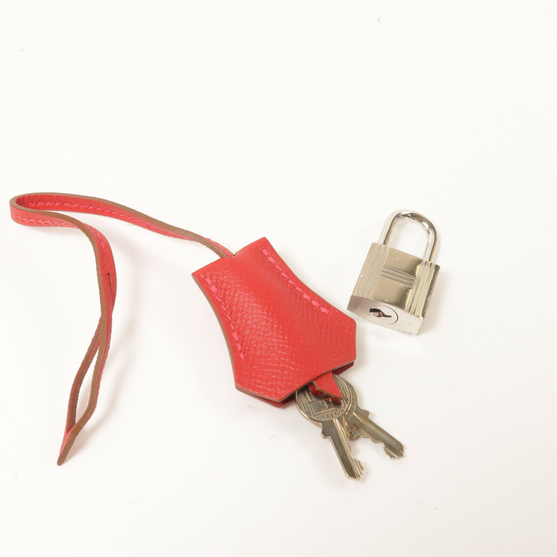HERMES Epsom皮革Kelly 32銀扣手挽肩背兩用袋Rouge Casaque/Blanc-8